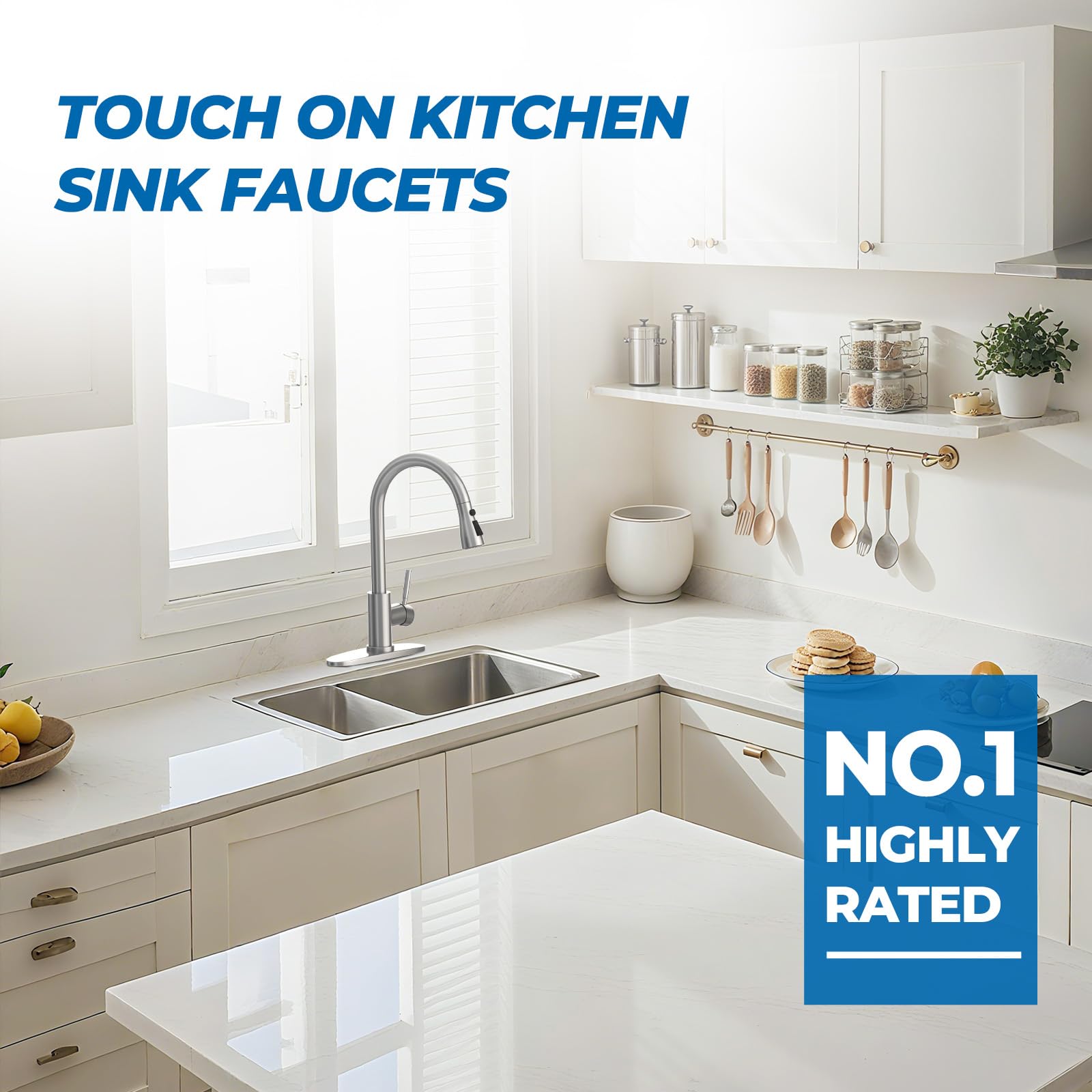 WEWE faucet in a kitchen lifestyle scene showing scale and practical daily use