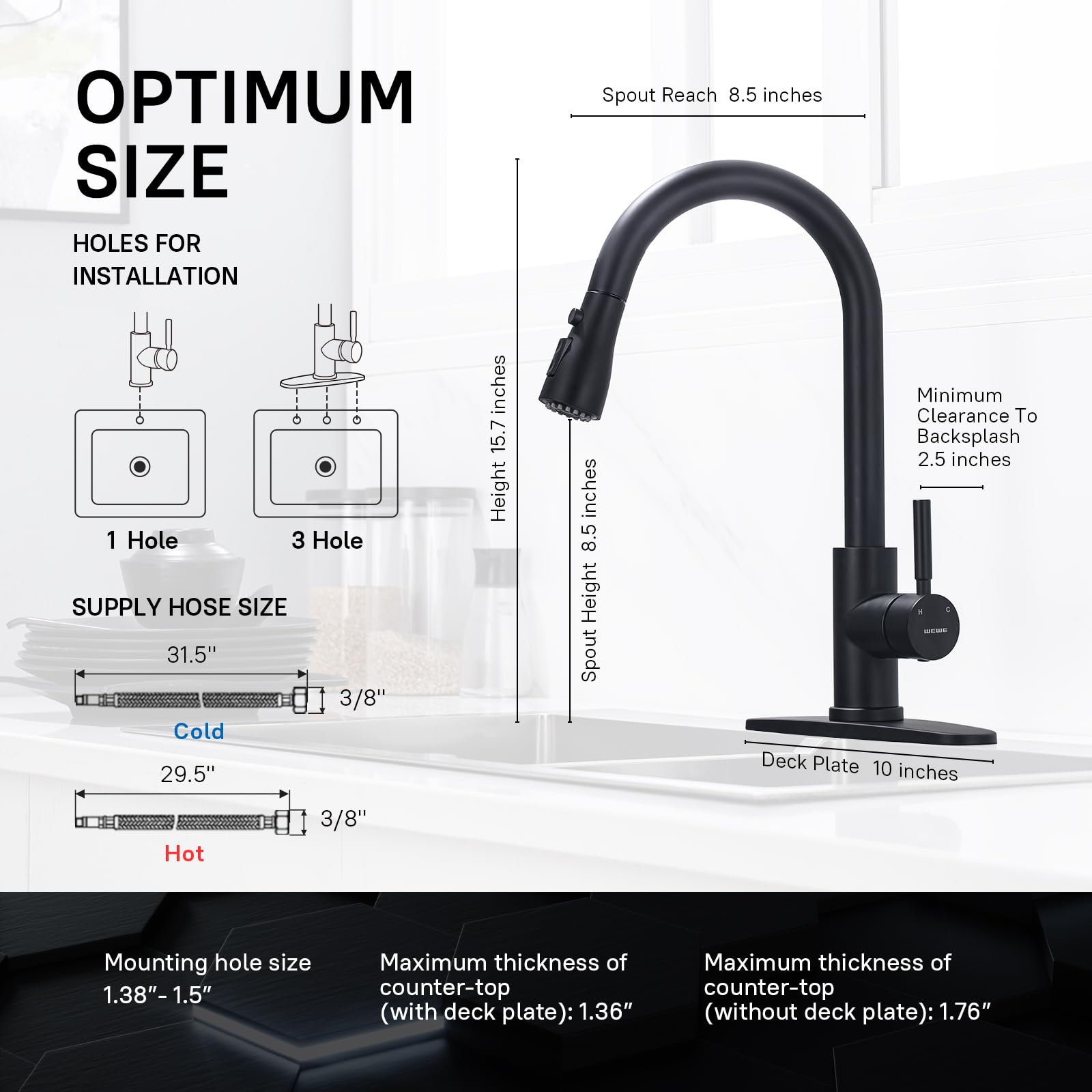 WEWE pull-down sprayer in use rinsing a large pot for easier cookware cleaning
