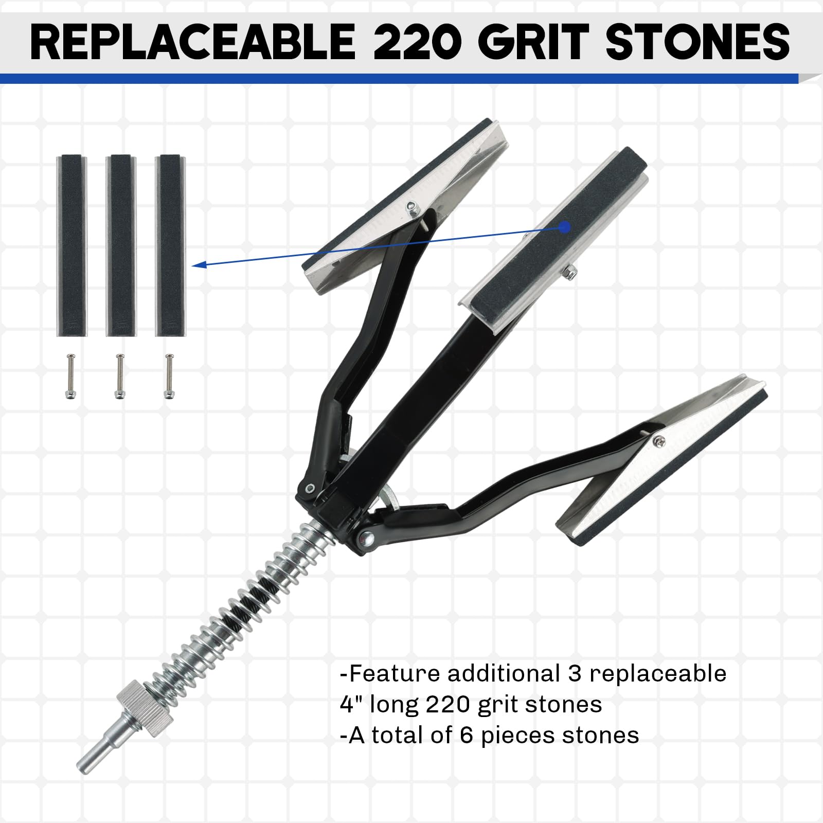 weyleity close-up of 220-grit stones highlighting abrasive precision