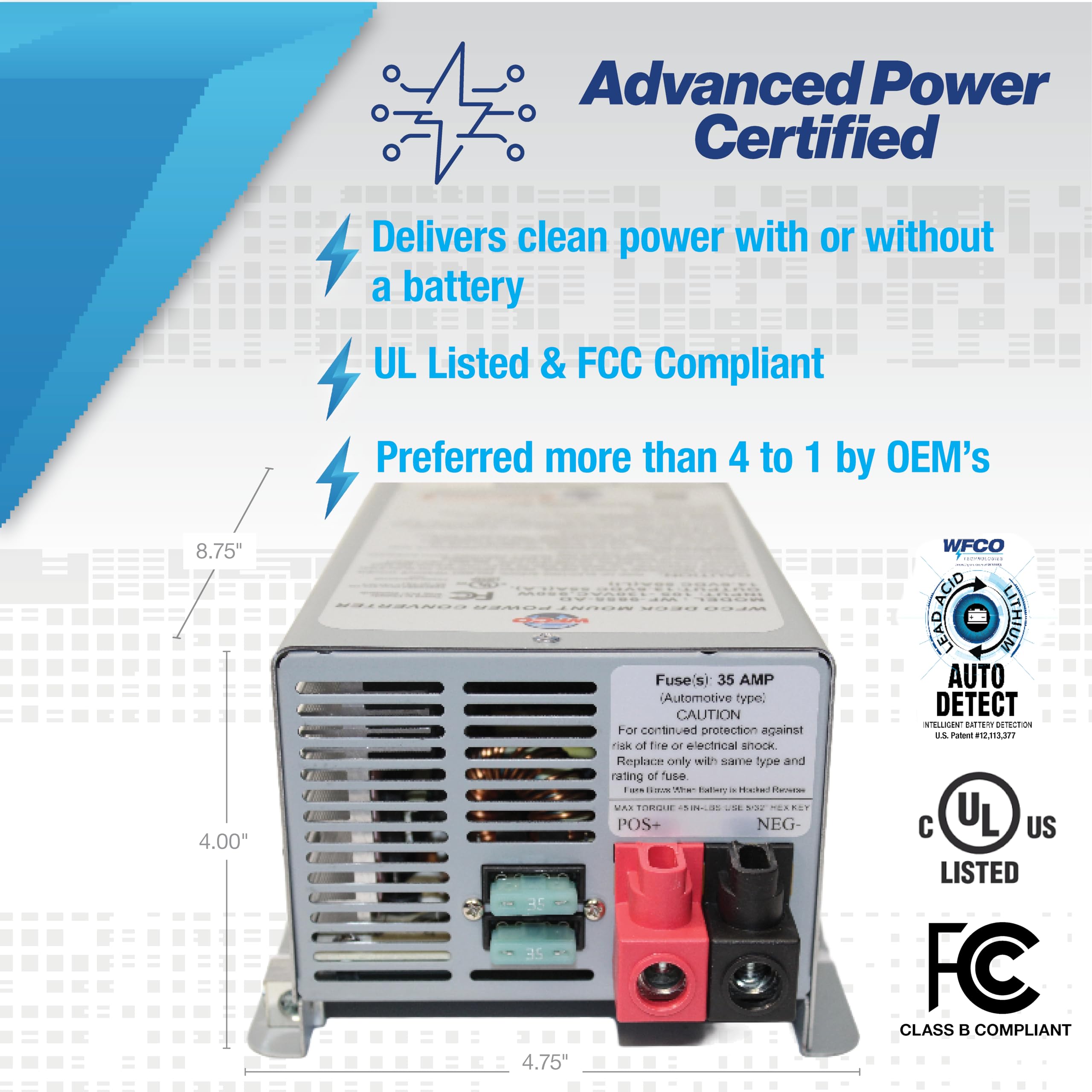 WFCO WF-9855 internal circuitry close-up illustrating quality components and durability