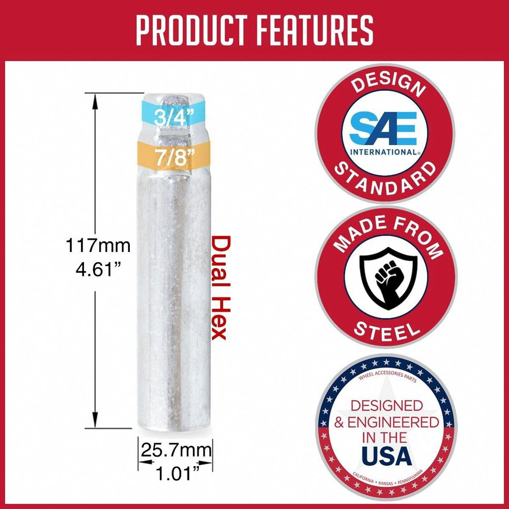 Wheel Accessories Parts adapter used on truck lug nut demonstrating proper hand-tool use