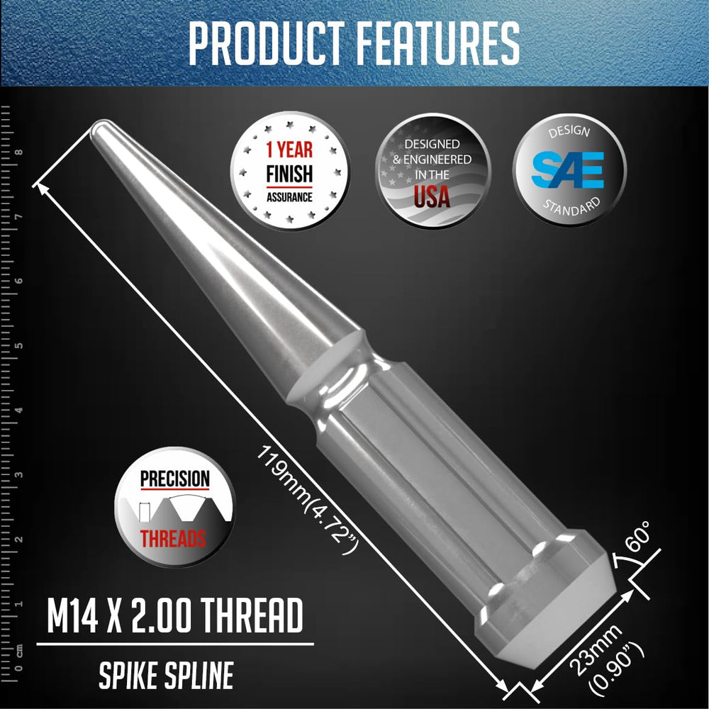 Wheel Accessories Parts side profile highlighting 4.40 inch spike length for bold aftermarket look
