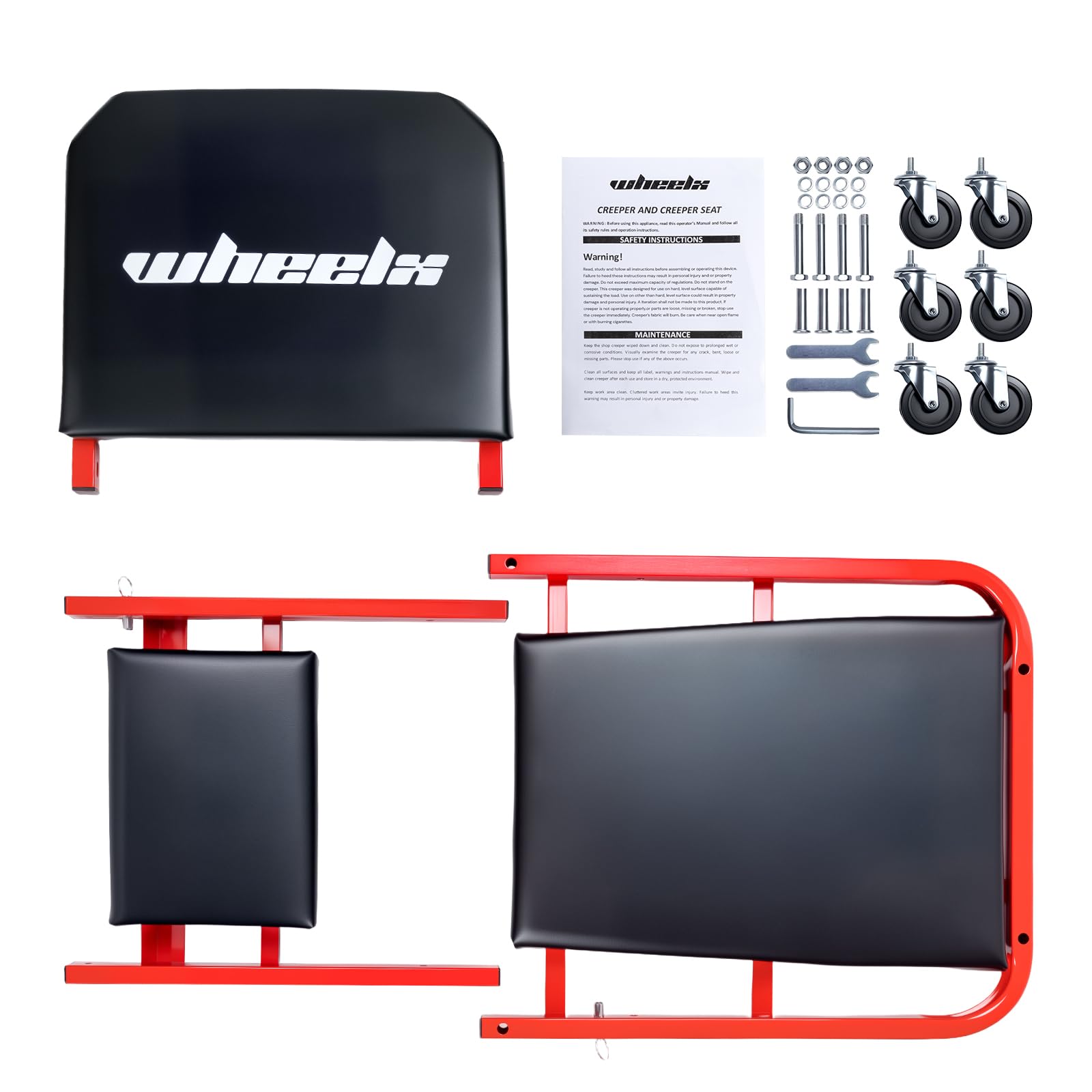 WheelX product label and specs highlighting 480 lb capacity and adjustable modes