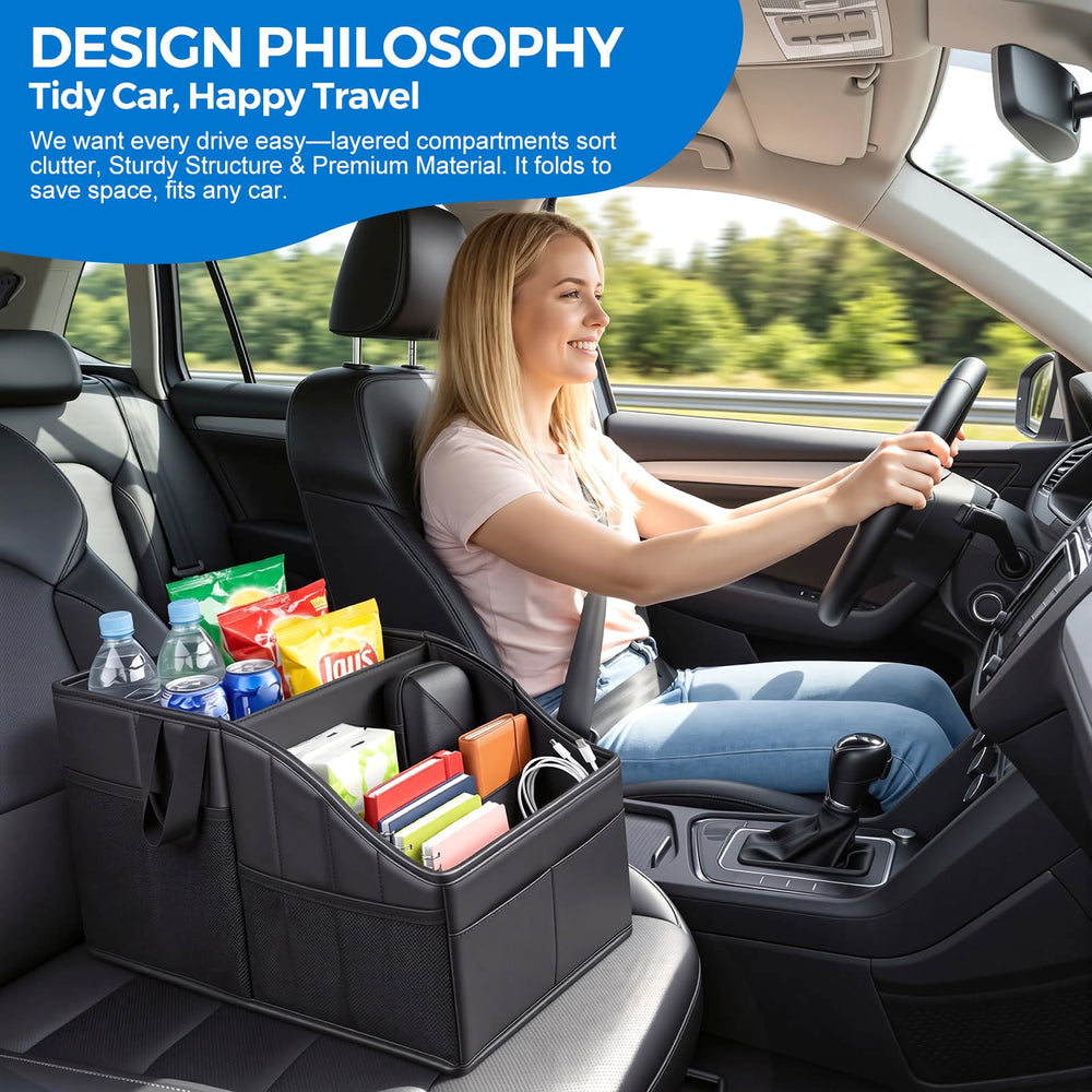 WHHMK in a car during a road trip showing organized travel comfort benefit