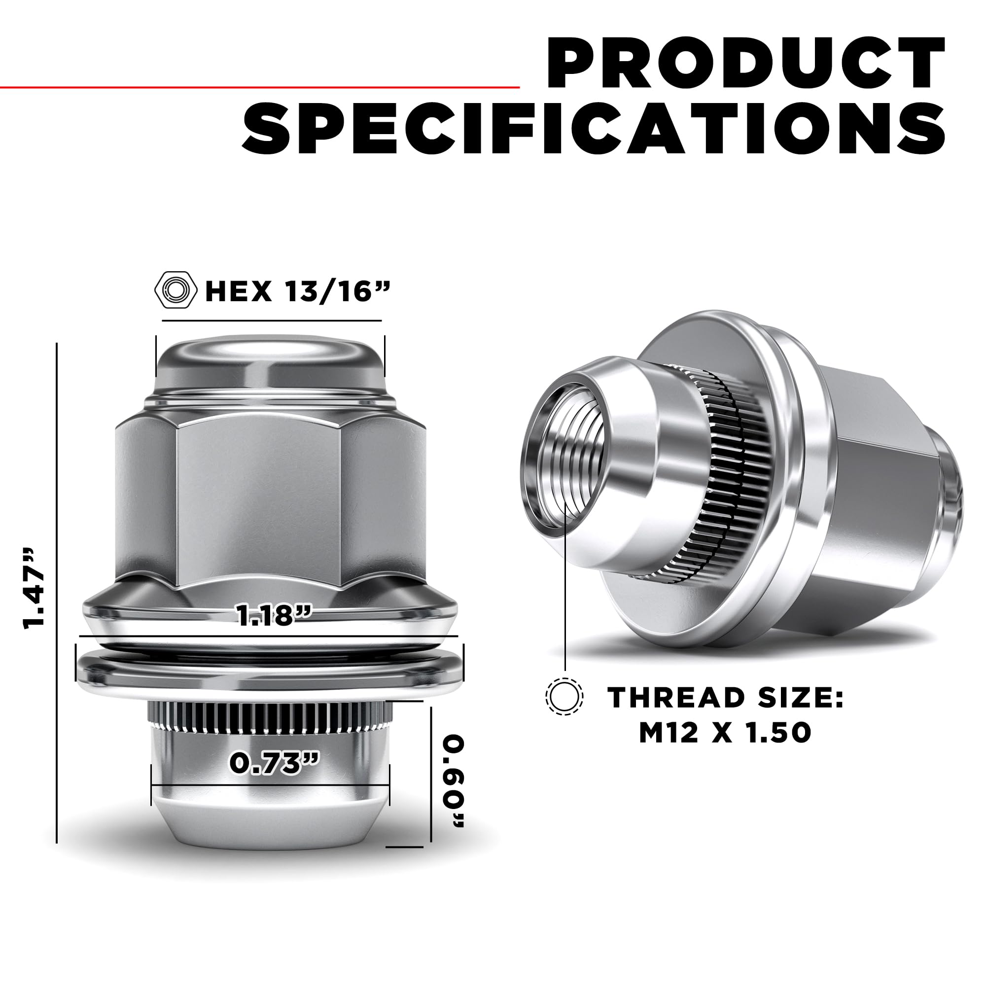 White Knight close-up of thread profile showing M12x1.50 fitment accuracy