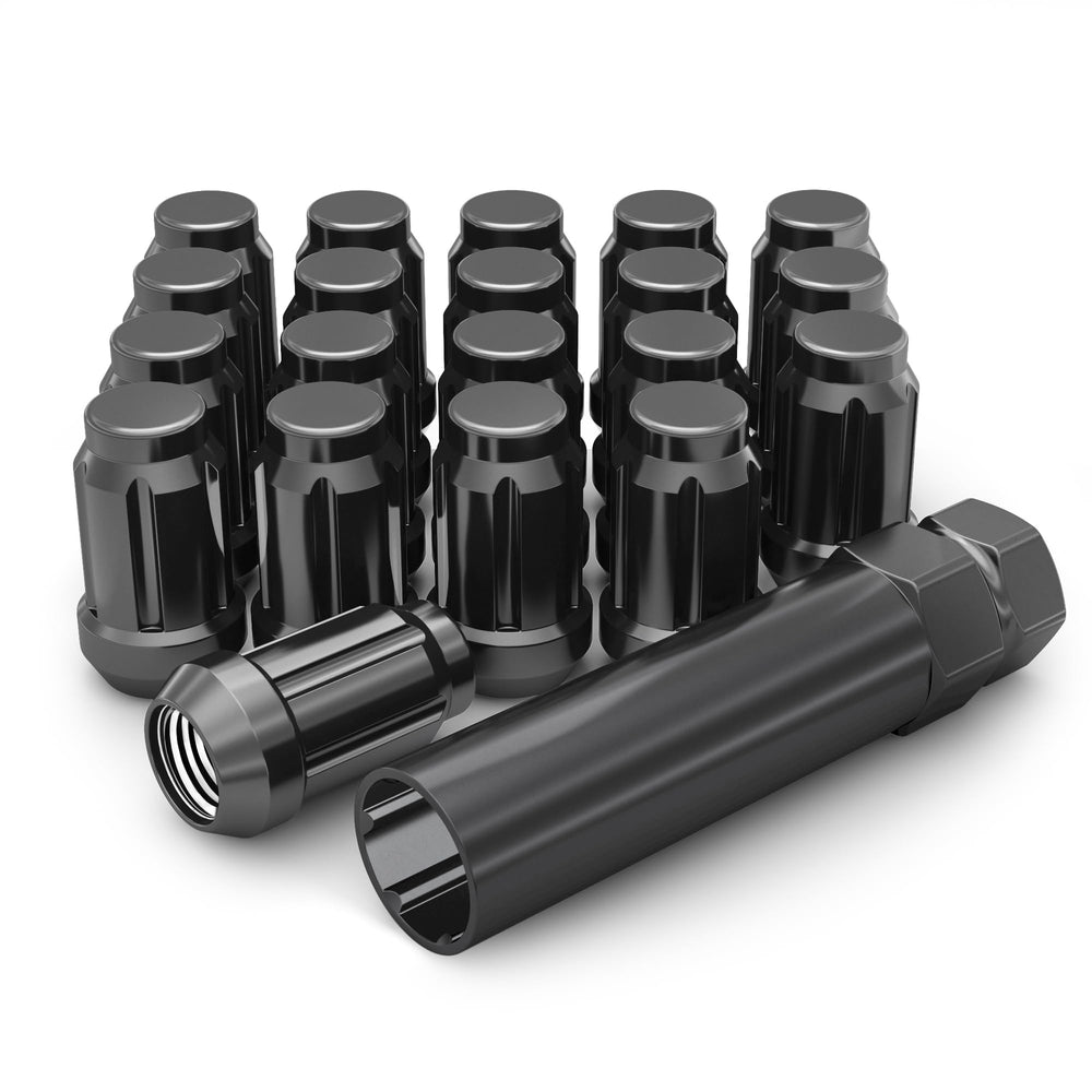 White Knight front packaging showing black chrome lug nuts and 20-pack benefit