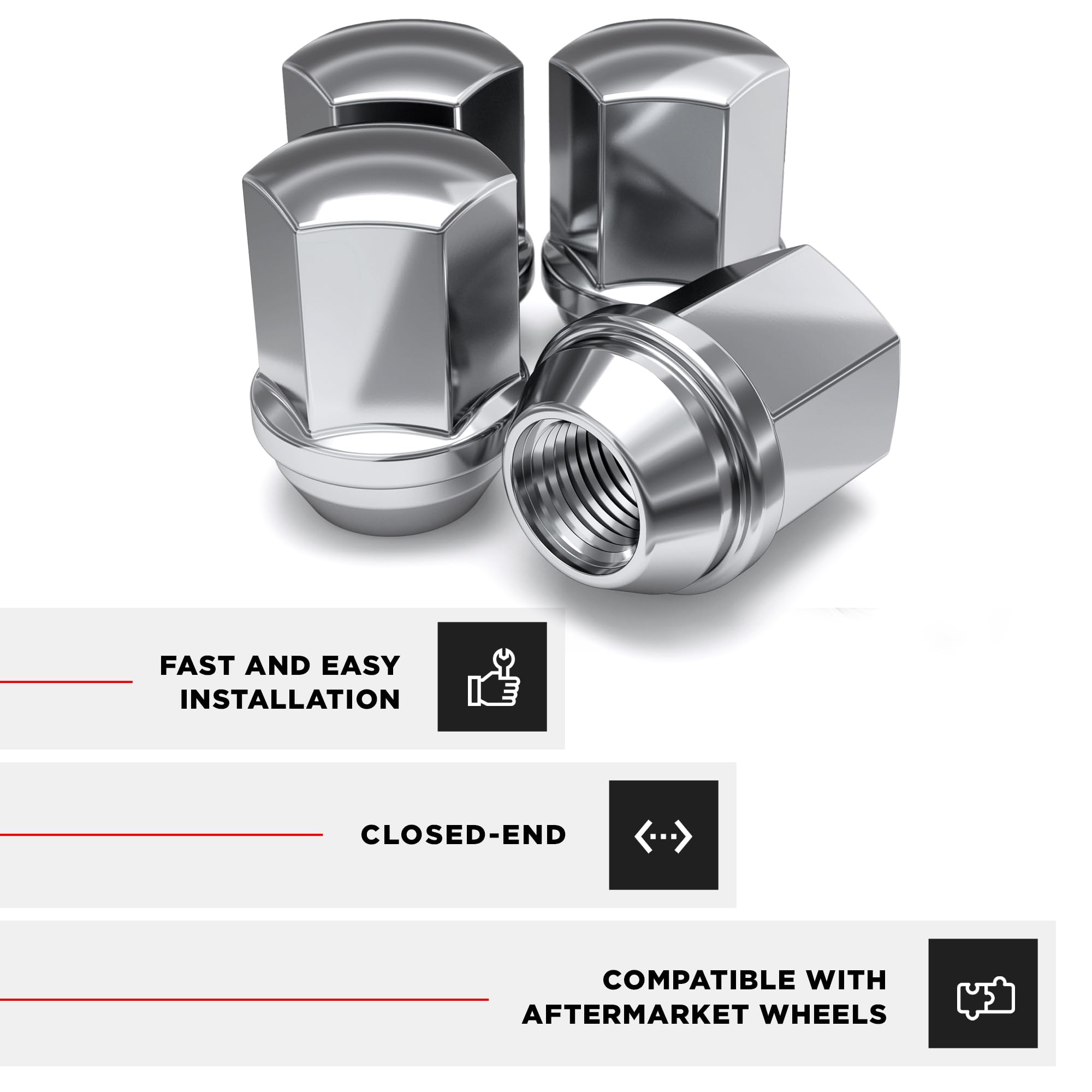White Knight lug nut hex drive detail for easy use with standard 7/8-inch socket
