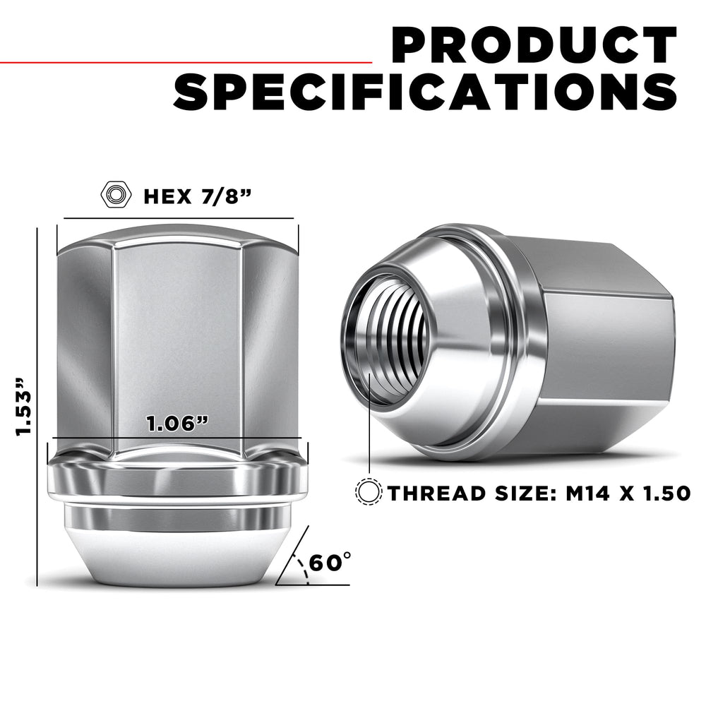 White Knight lug nut side profile highlighting bulge-acorn shape for secure seating