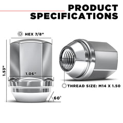 White Knight lug nut side profile highlighting bulge-acorn shape for secure seating