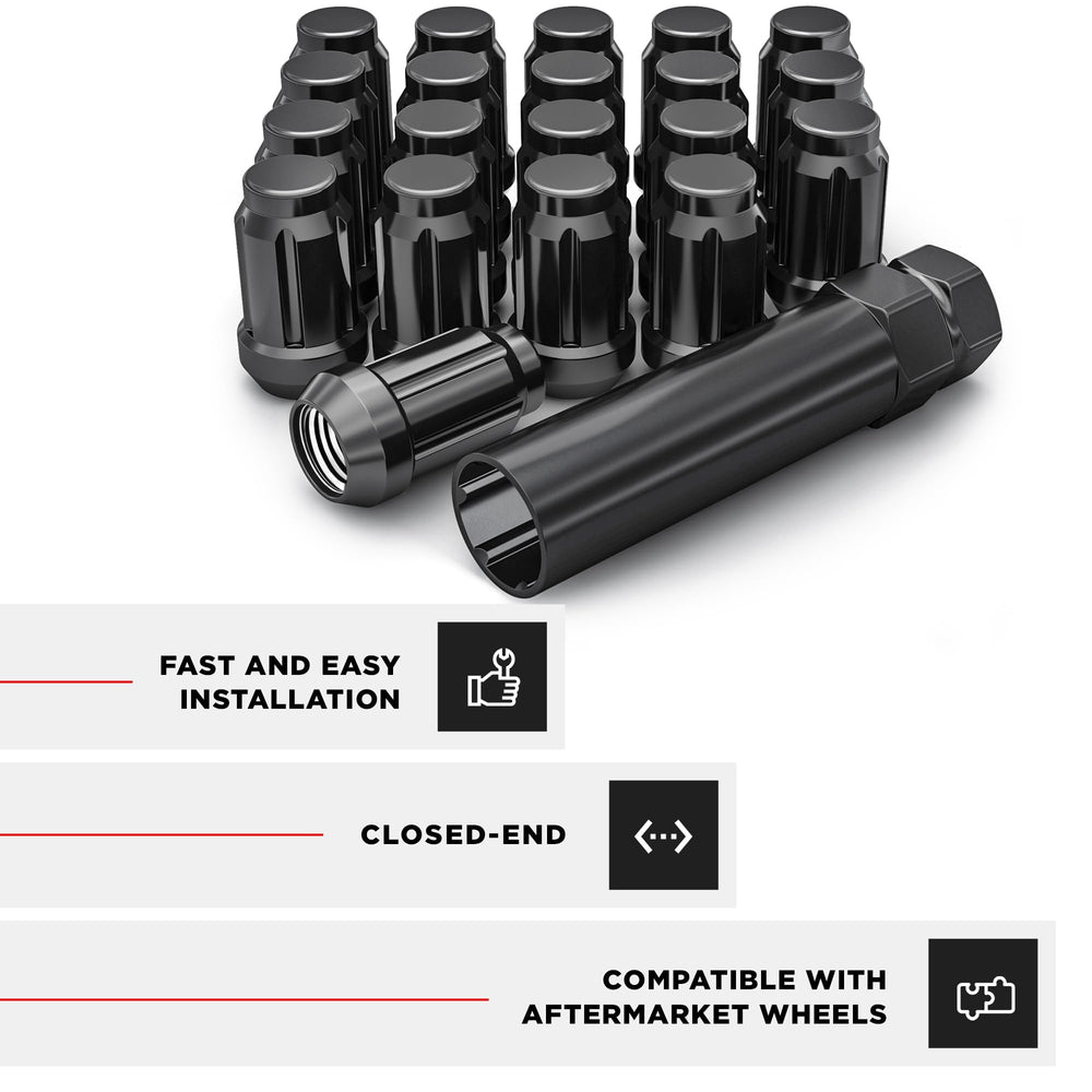 White Knight lug nut beside ruler showing 1.37 inch overall height