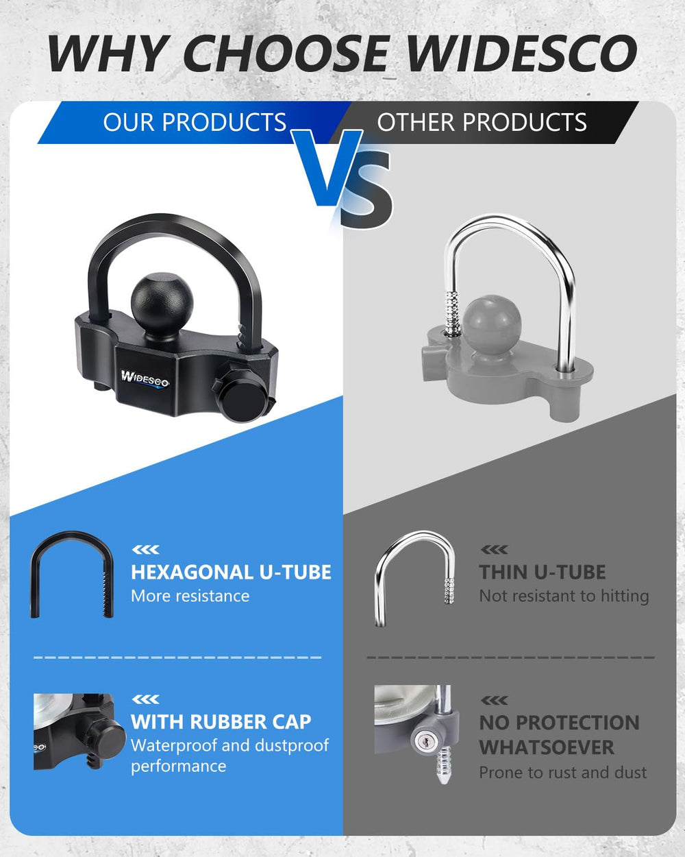 Widesco cutaway view of materials showing iron core strength and corrosion resistance
