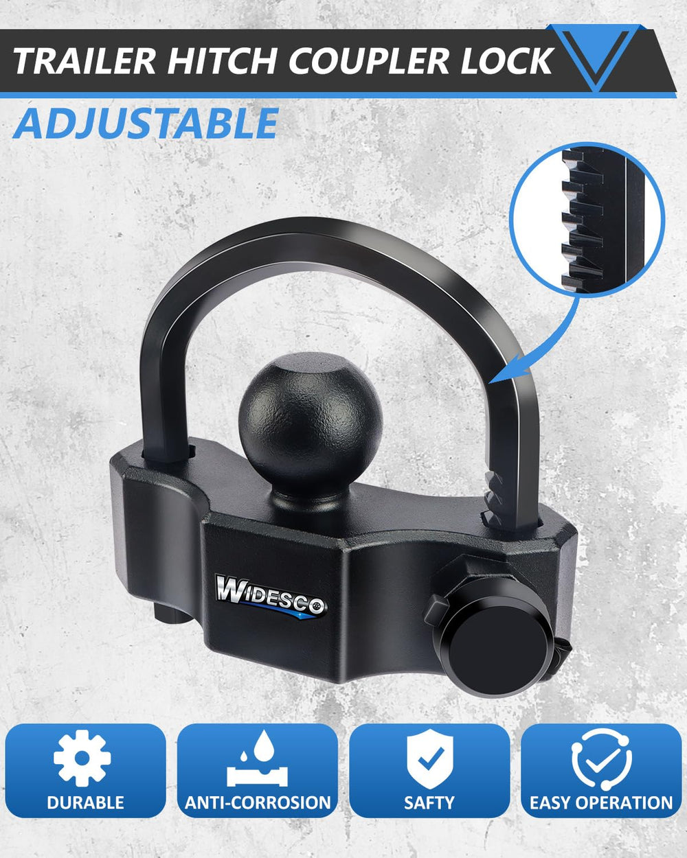 Widesco ratchet adjustment detail illustrating quick fit across multiple couplers