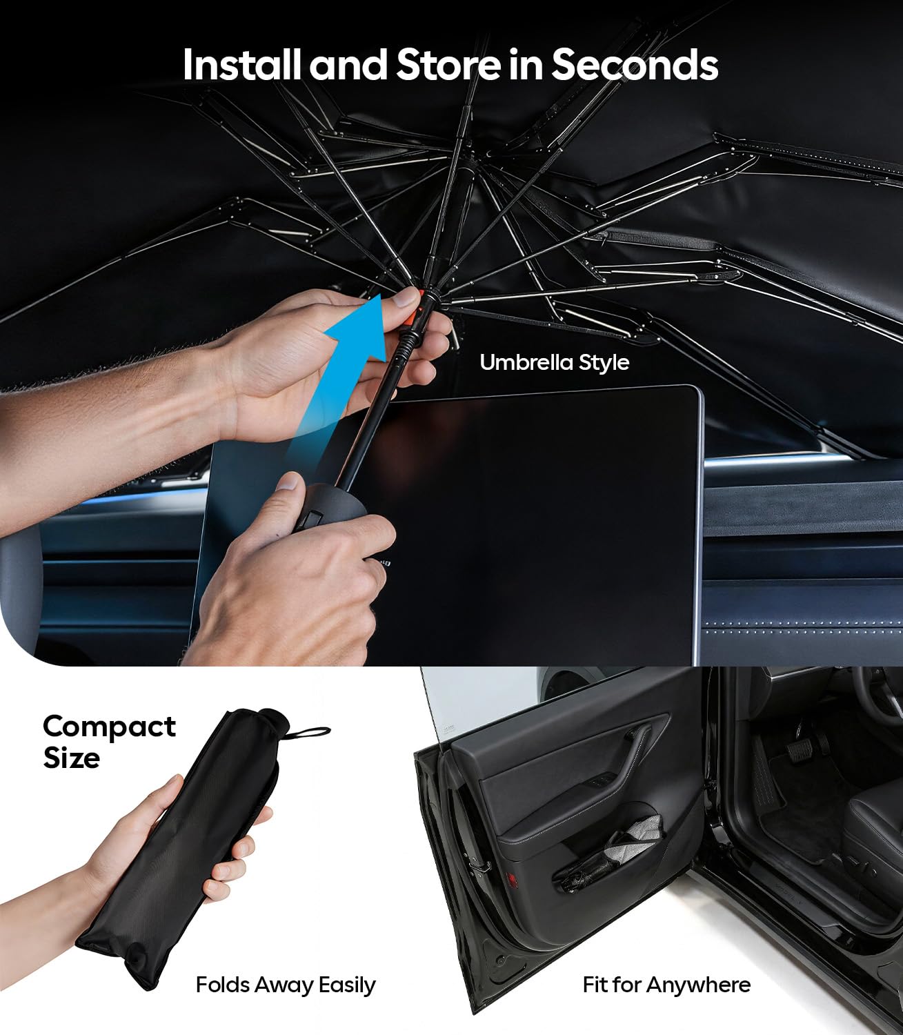 Wigoo sunshade folded inside its storage bag demonstrating compact storage convenience