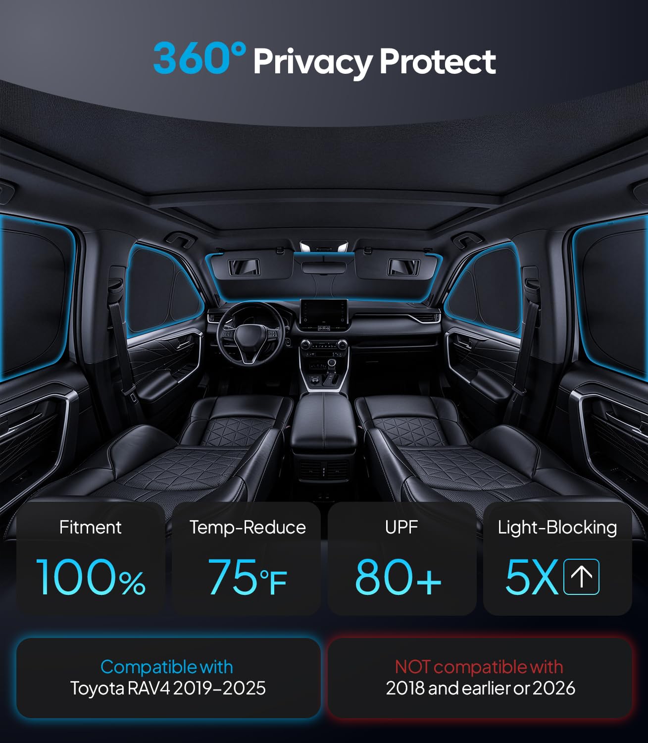 Wigoo front door panel close-up displaying precise fit and sun protection