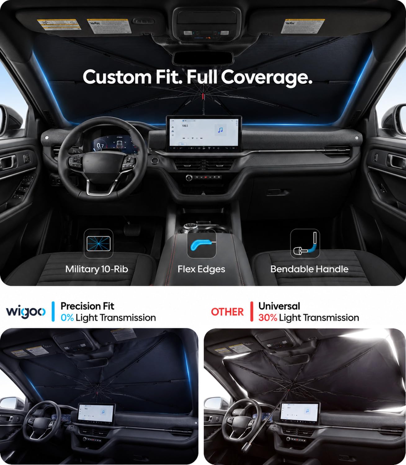 Rubber-coated Wigoo handle being placed to protect windshield trim and prevent scratches