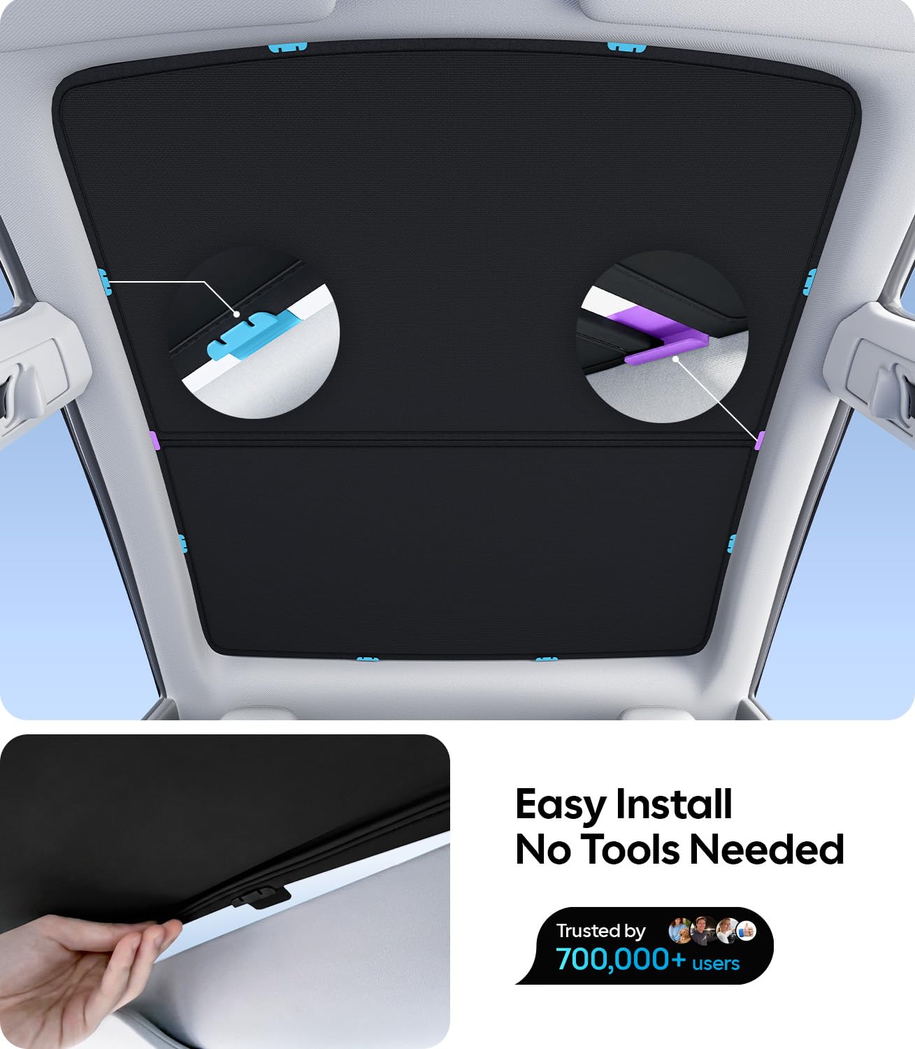 Wigoo sunshade installed inside Model Y offering cooler cabin comfort