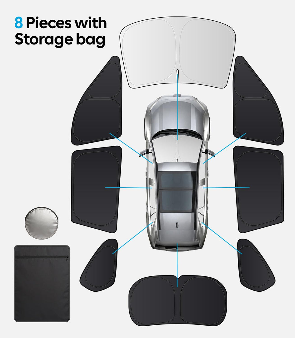 Wigoo lifestyle view parked RAV4 with shades reducing interior heat