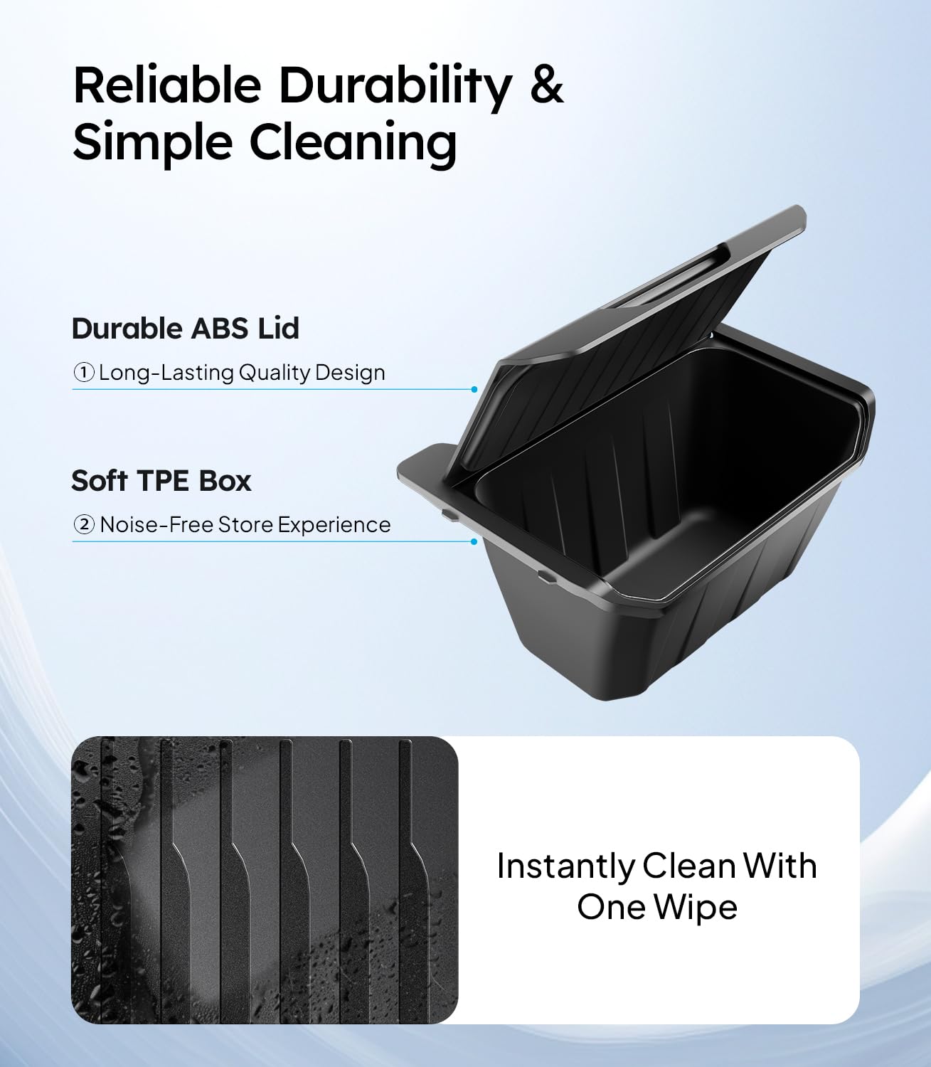 Wigoo soft-touch TPE texture close-up showing durable easy-clean benefit