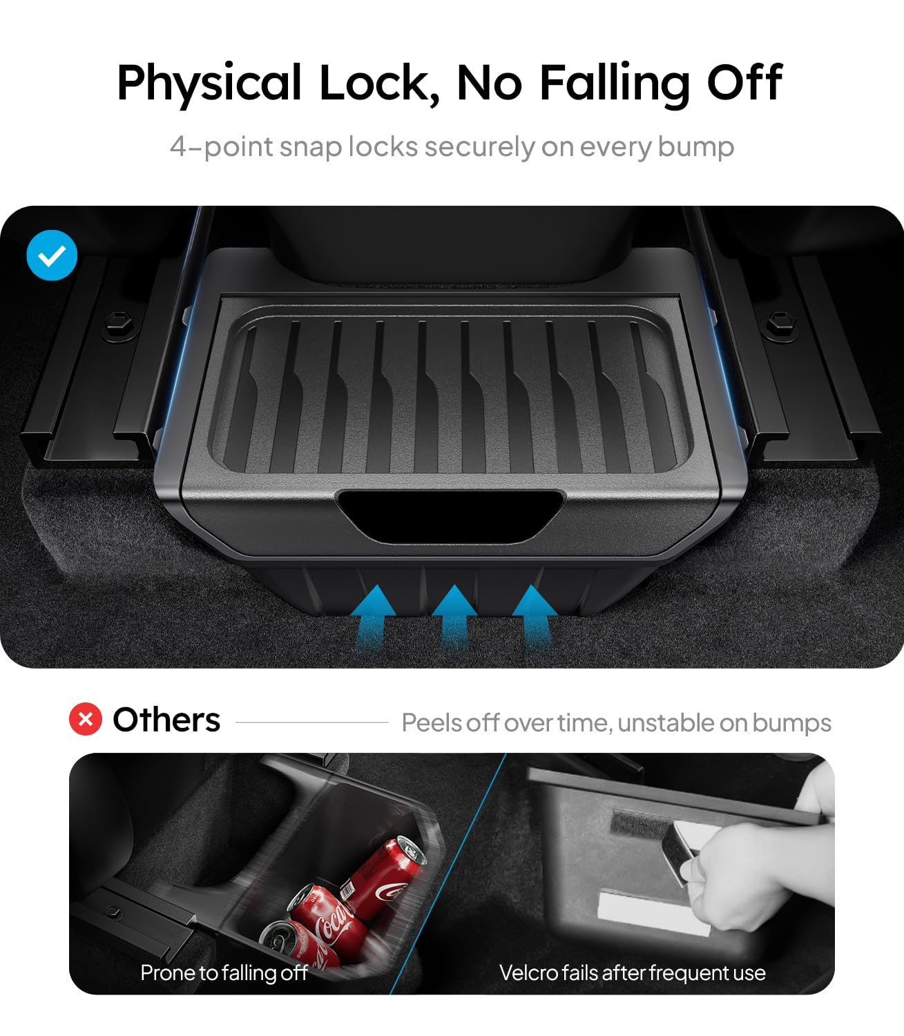 Wigoo top view of compartments holding bottles and small items benefit