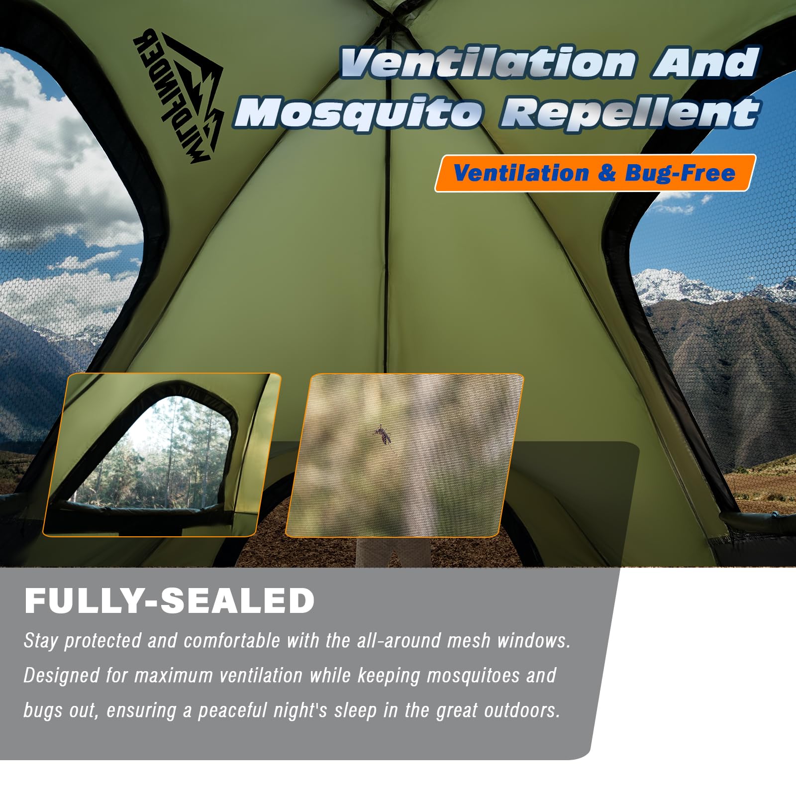 WildFinder close-up of 210D polyester fabric highlighting durable waterproofing