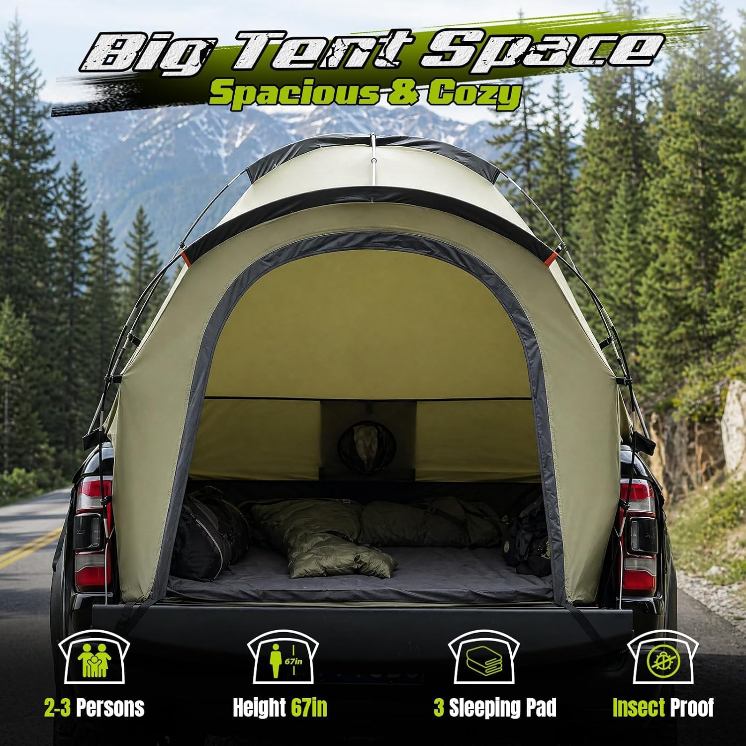 WildFinder interior with air mattress showing comfortable sleeping space