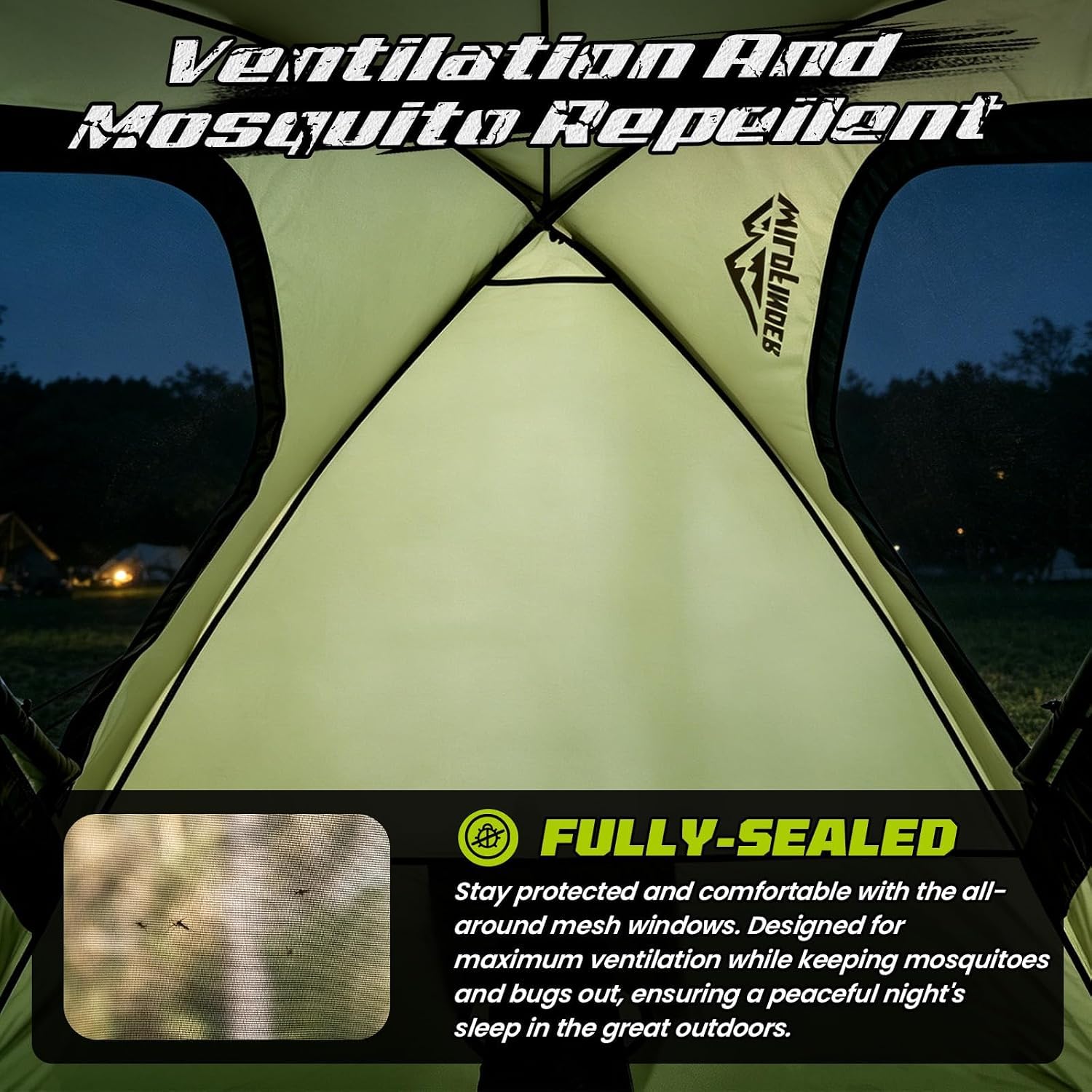 WildFinder fabric close-up showing waterproof PU3000mm protection