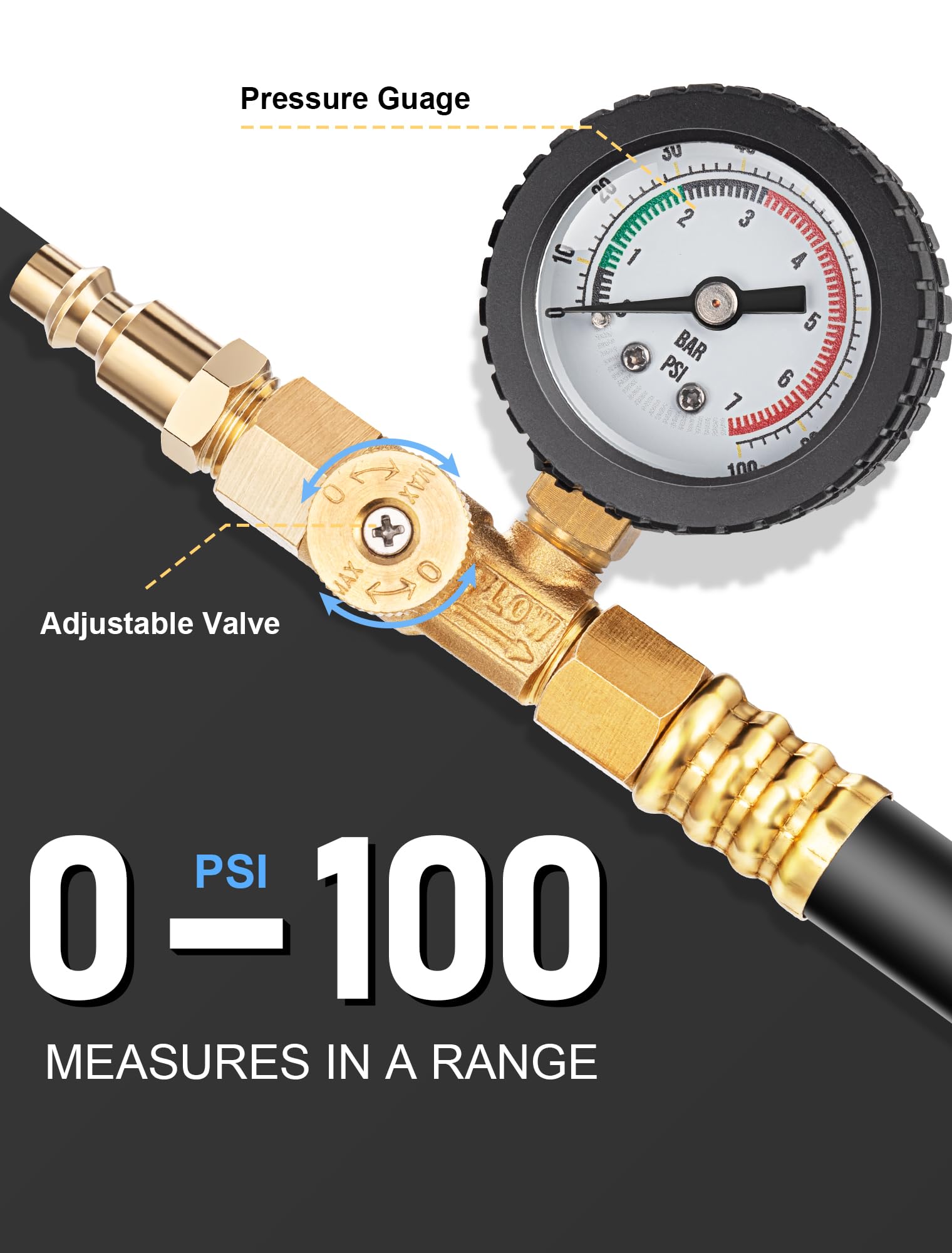 WINAMOO flexible rubber hose detail highlighting kink resistance benefit
