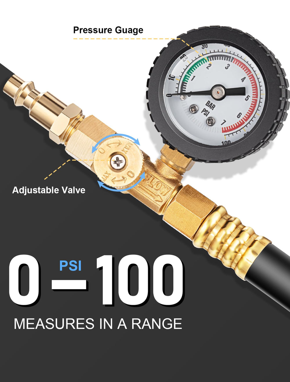 WINAMOO flexible rubber hose detail highlighting kink resistance benefit