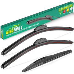 WINDSMILE front packaging showing included 26 and 15 inch blades benefit clear fit