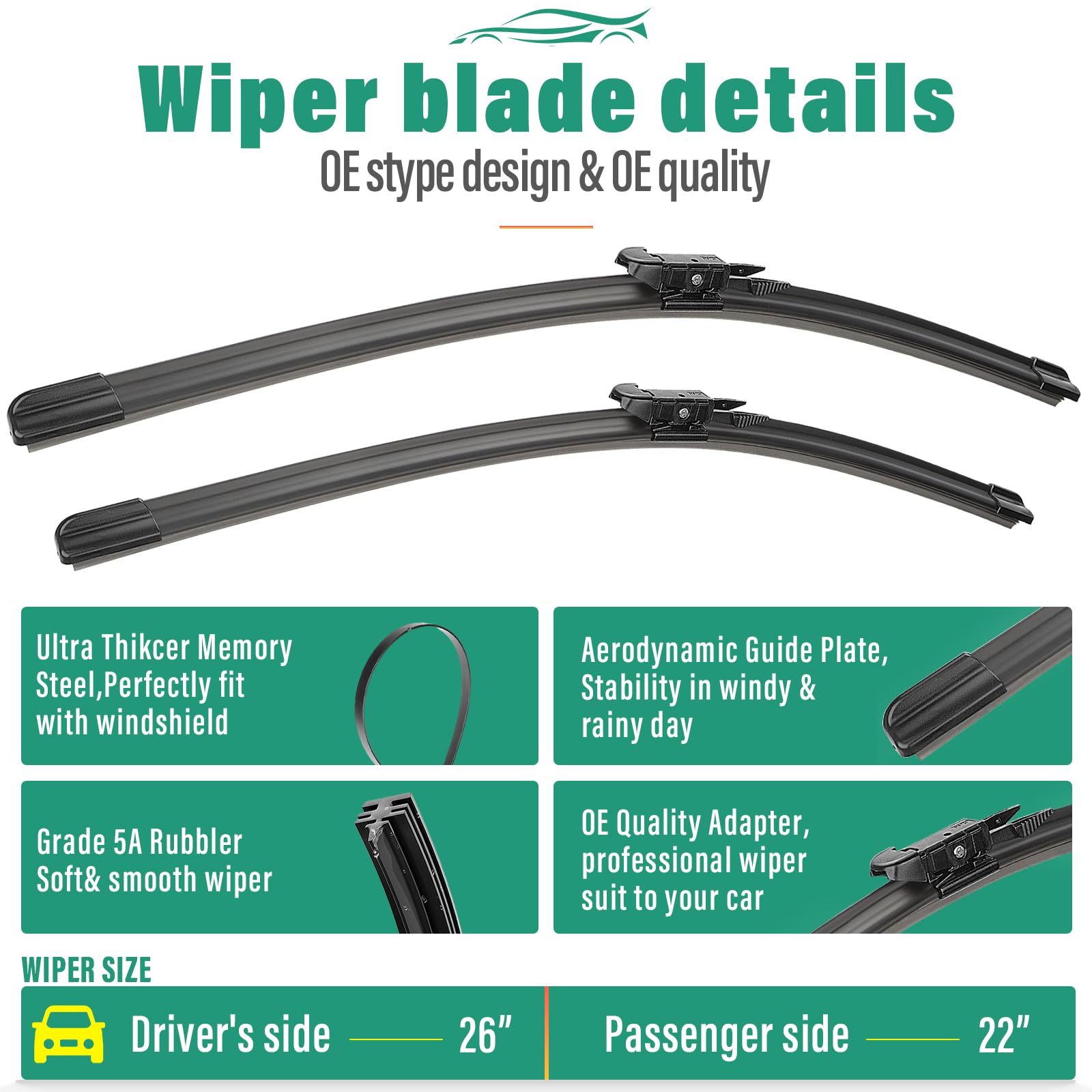 WINDSMILE 22-inch passenger blade profile showing quiet aerodynamic design