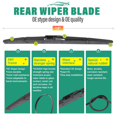 WINDSMILE 13-inch rear blade close-up showing rear visibility improvement
