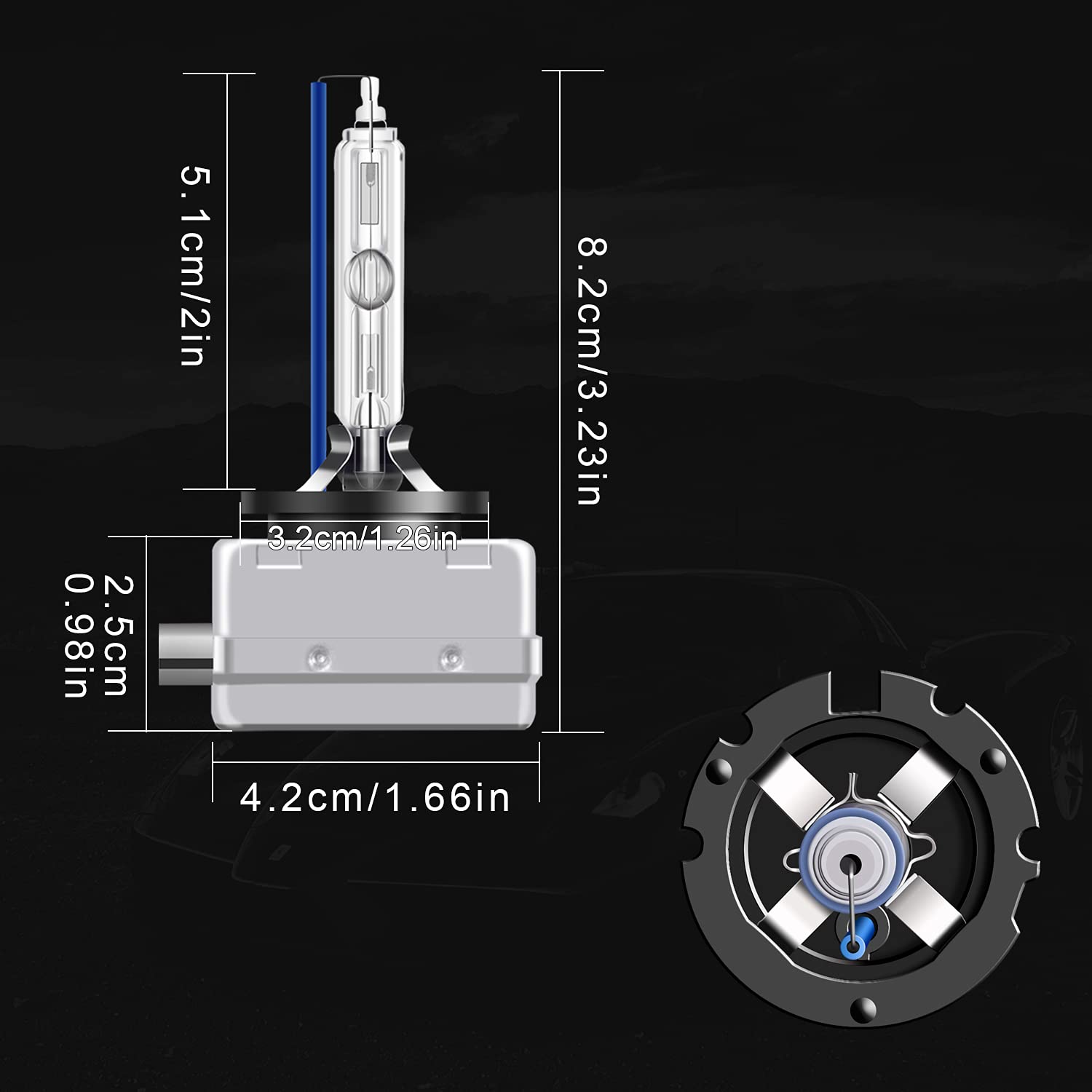 WinPower D1S pack of two beside coin for scale showing correct size and two-bulb value