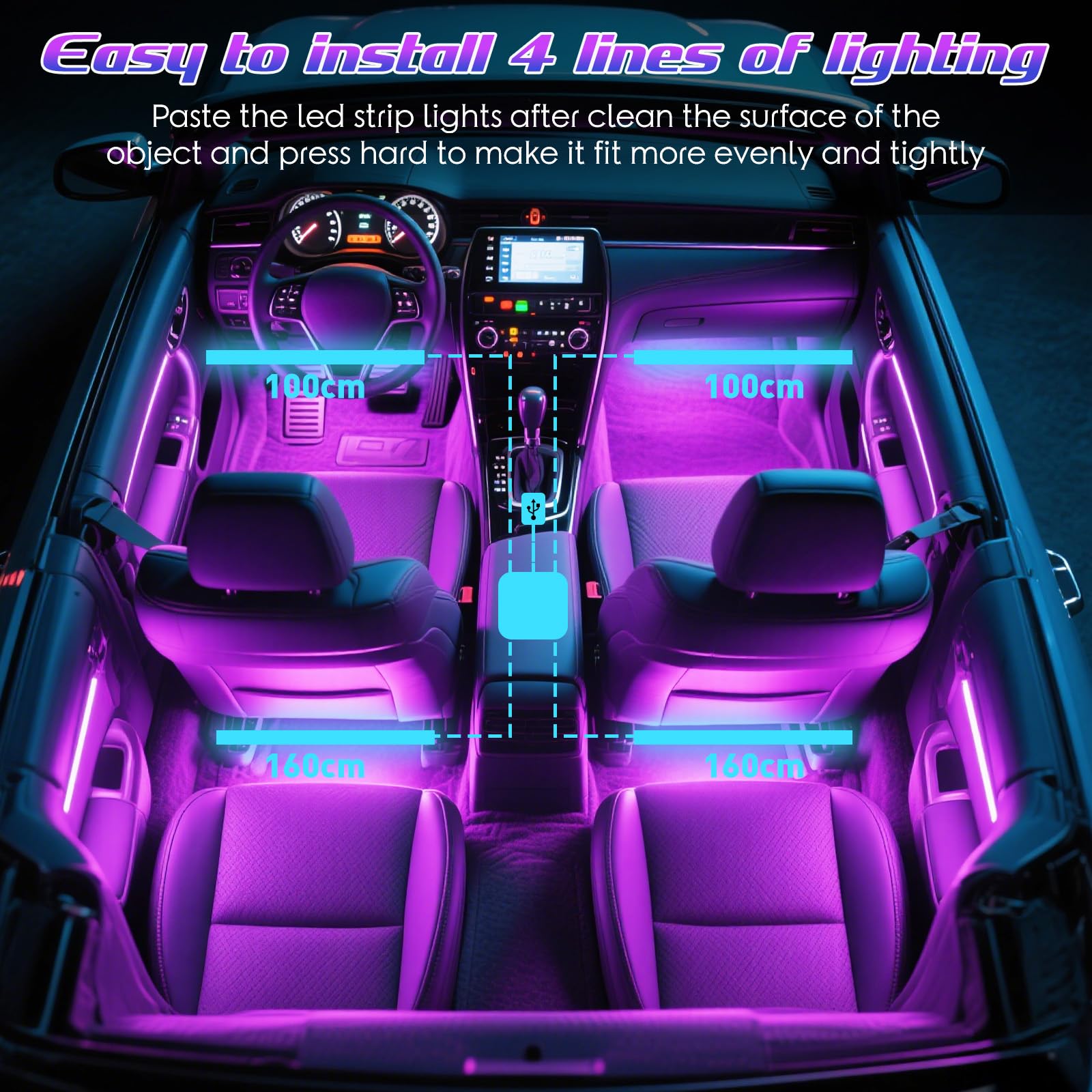 Winzwon lifestyle view in a car at night showing colorful ambience for road trips
