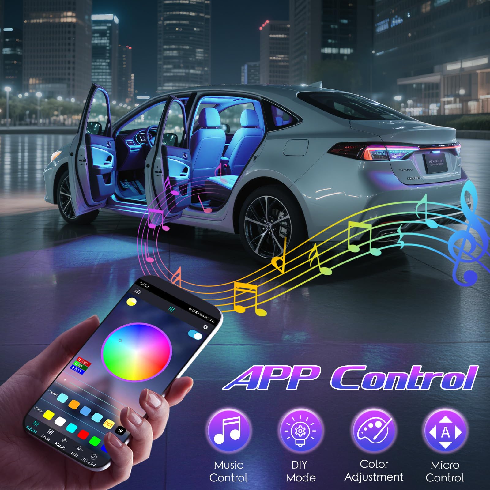Winzwon lights pulsing with music showing synchronized rhythm effect for parties