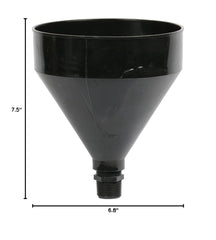 WirthCo Funnel King next to a 5-gallon pail to show compact storage and scale