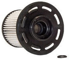 WIX 33349 front view spin-on fuel filter showing label and fitment, protects Dodge 5.9L diesel