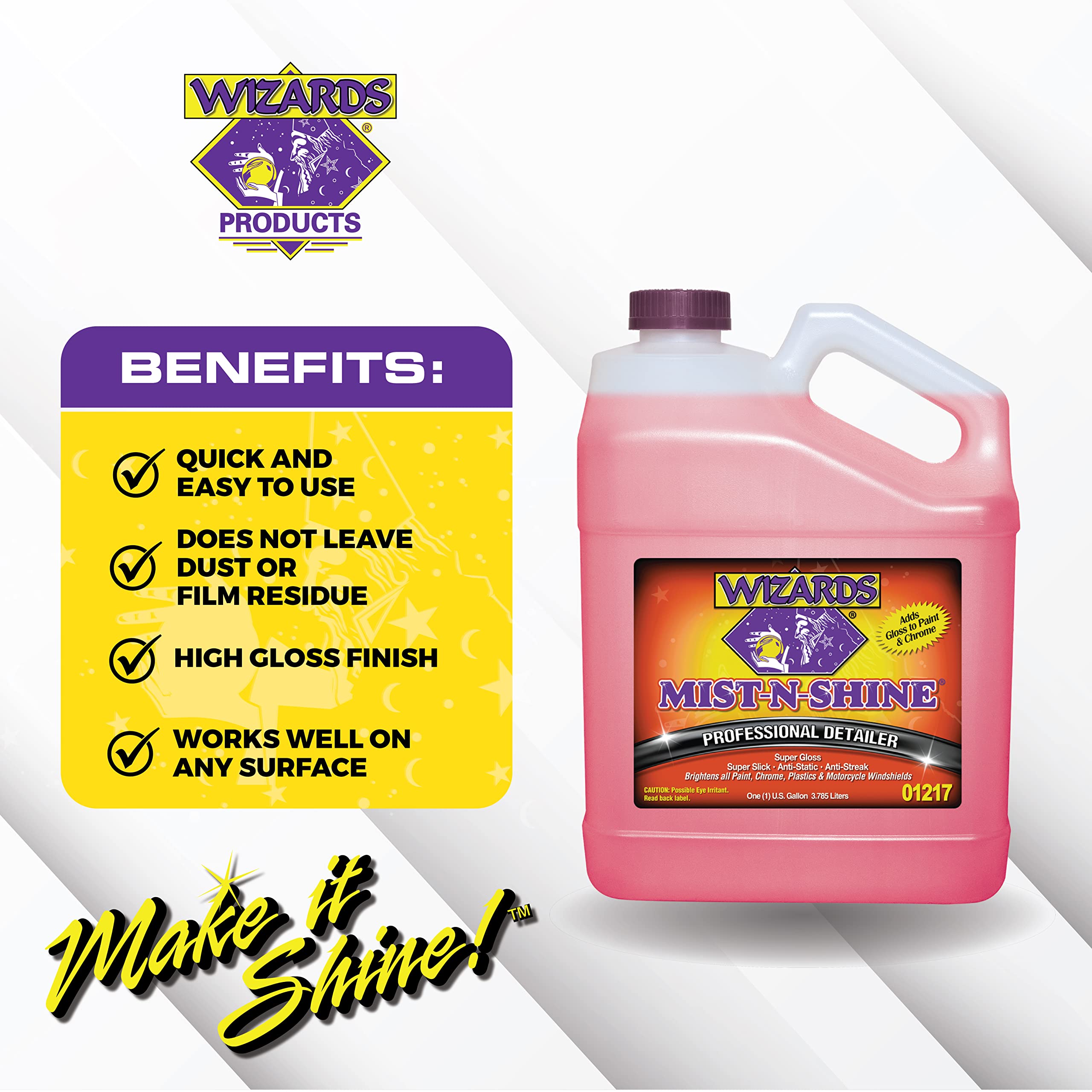 Wizards spray mist close-up demonstrating even application for quick cleaning