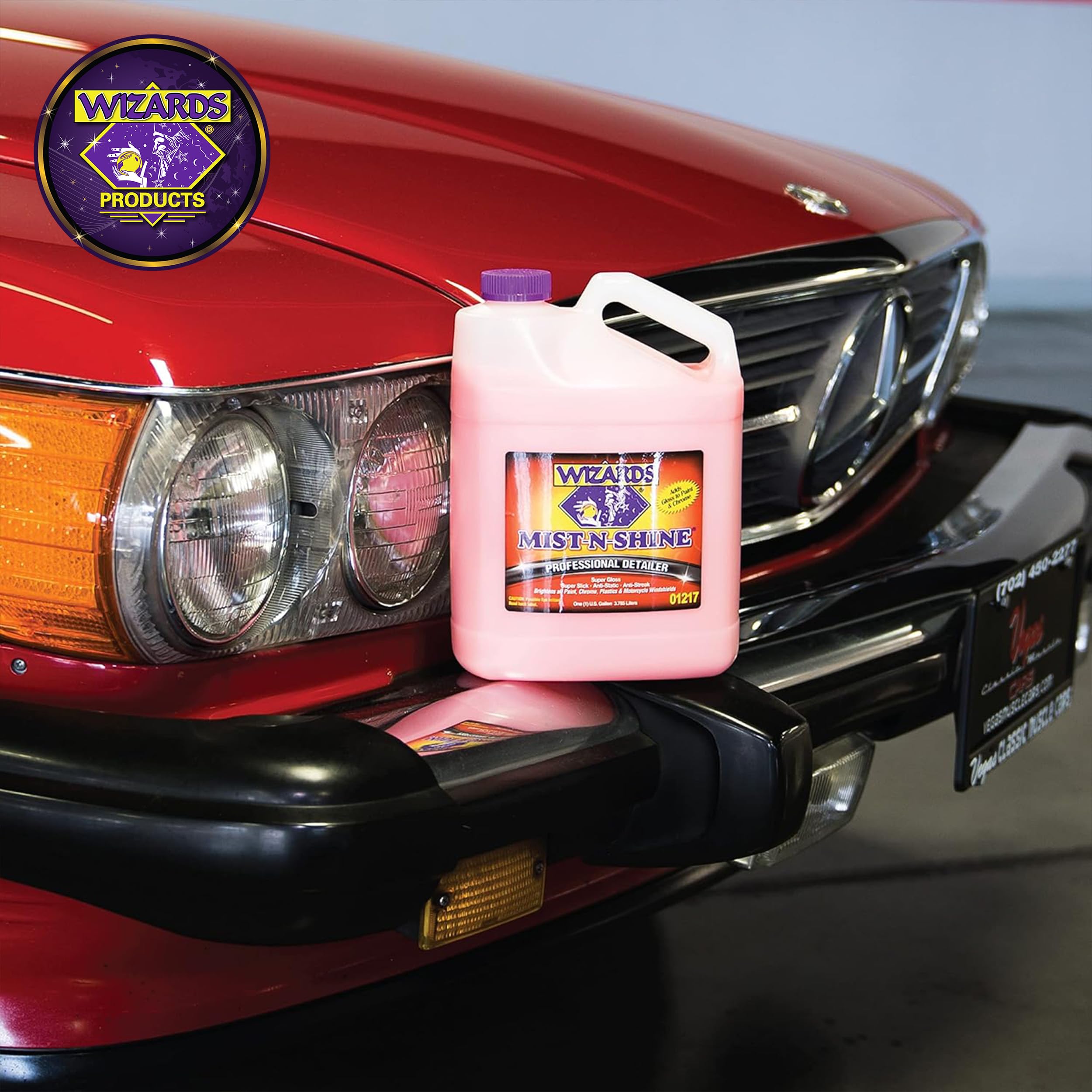 Wizards product in a show-car setting for fast touch-ups and instant gloss
