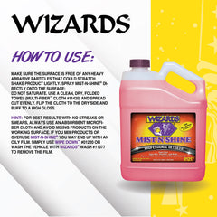 Wizards paint before-and-after wipe showing improved gloss and cleanliness