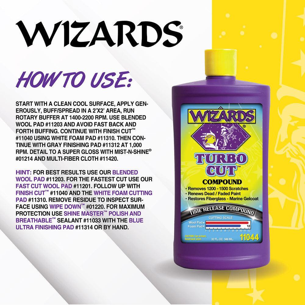 Wizards compound texture on buffing pad demonstrating smooth spreading and control