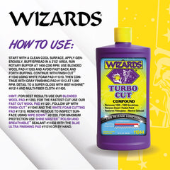 Wizards compound texture on buffing pad demonstrating smooth spreading and control