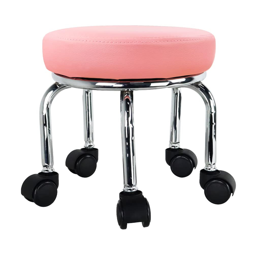 WKWKER front view pink stool showing compact mobility and comfortable seat