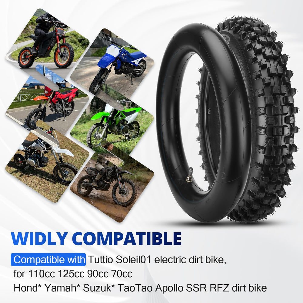 WNOOENG tire mounted on a pit bike demonstrating fit and handling benefit