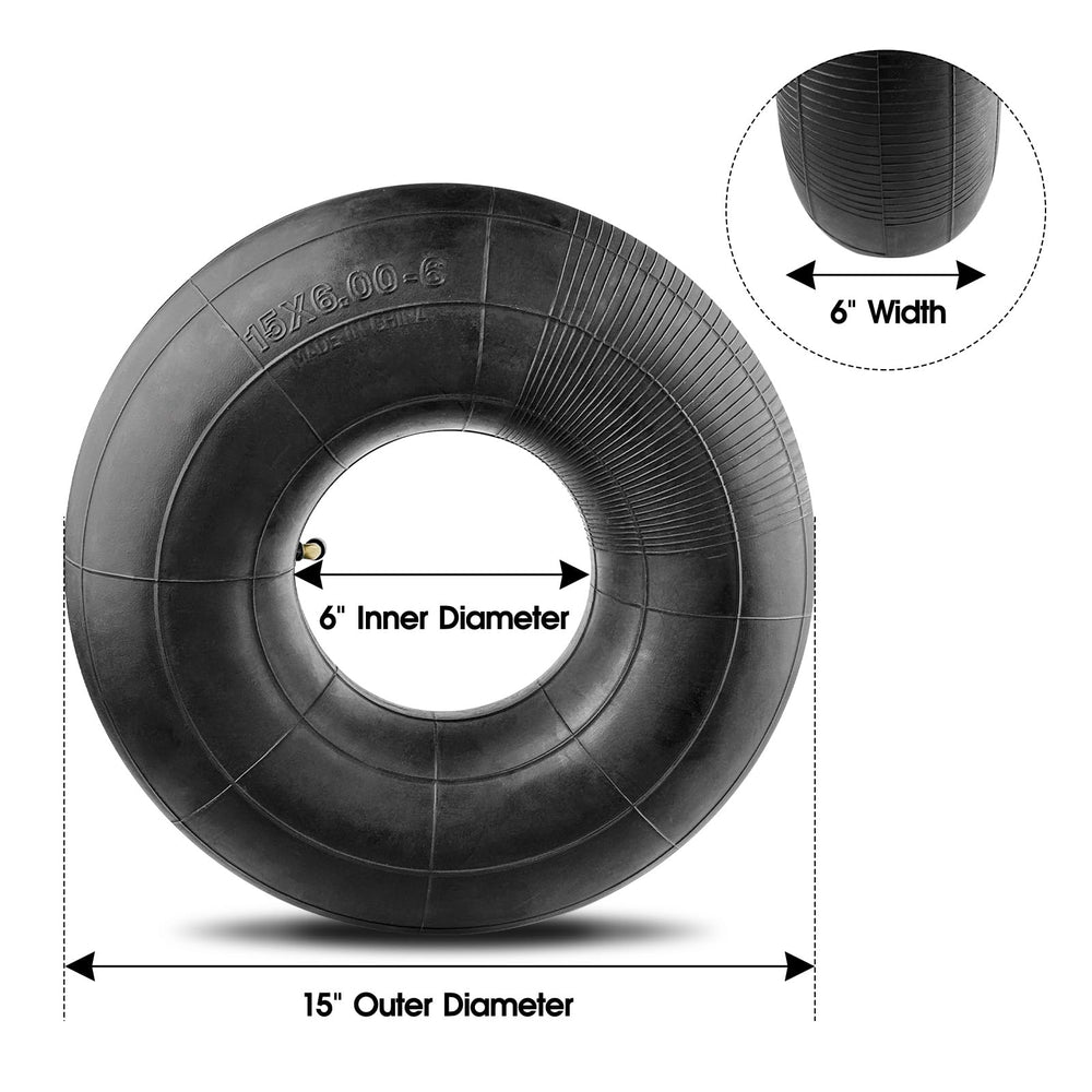 WNOOENG inner tube next to a ruler to show 6-inch rim scale and fit
