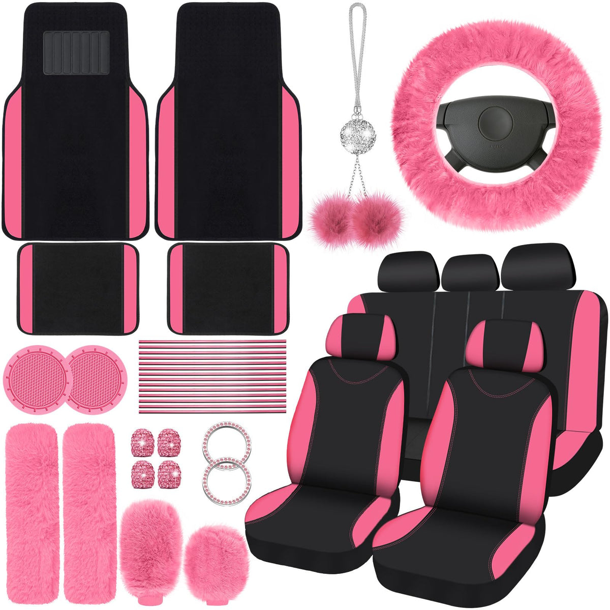 Woanger front seat covers shown installed, adding comfort and color