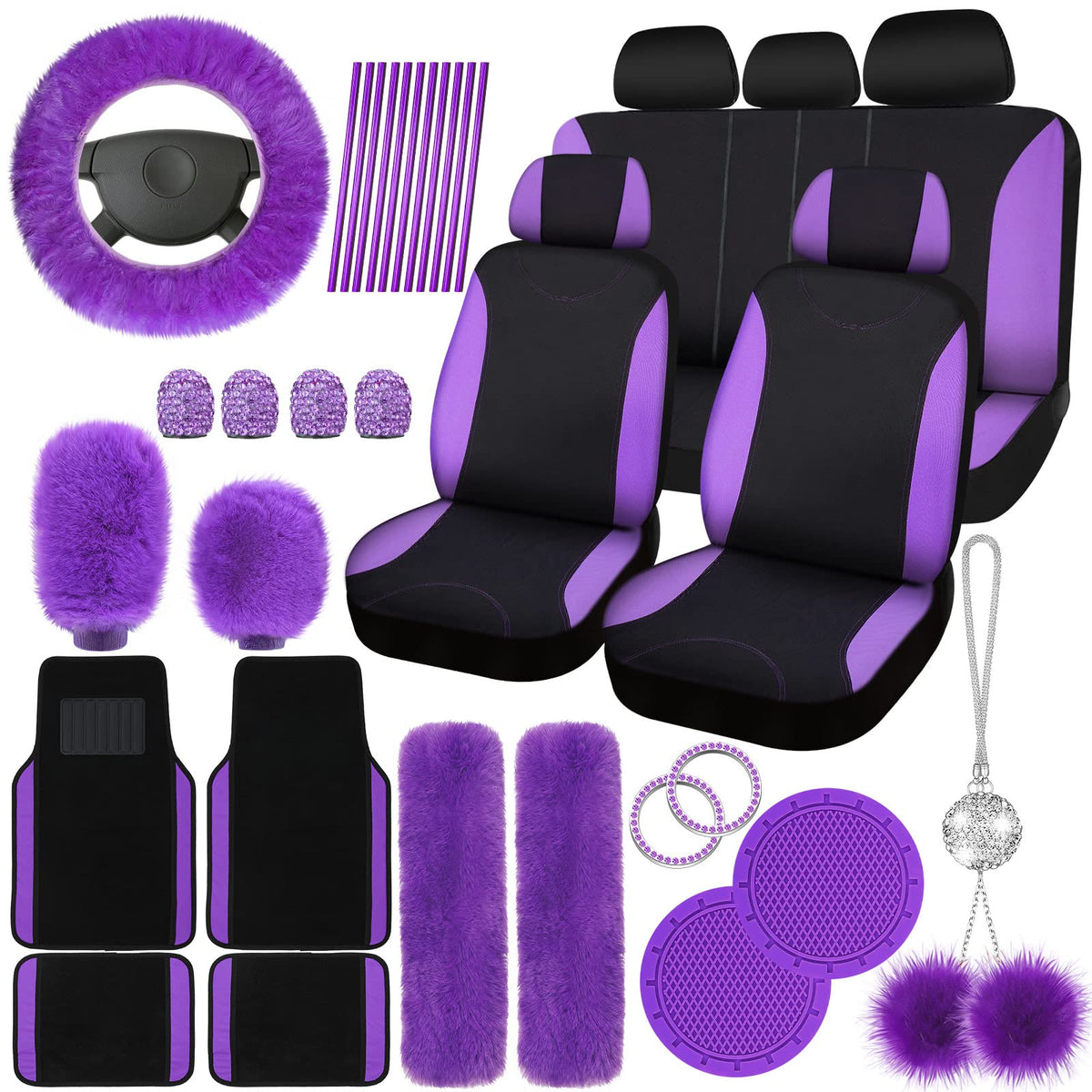 Woanger front seat covers purple black showing fit and refreshed look