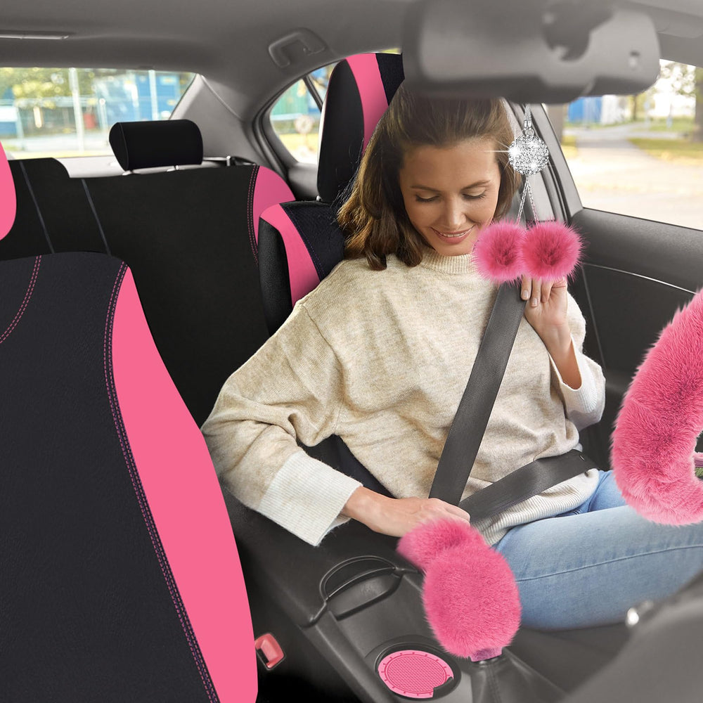 Woanger headrest covers and seat belt pads, softening high-contact areas