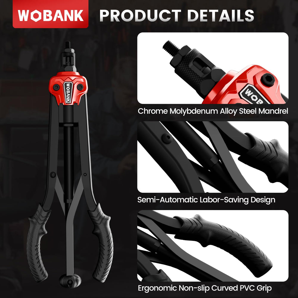 WOBANK rivet nut size comparison illustrating range and compatibility