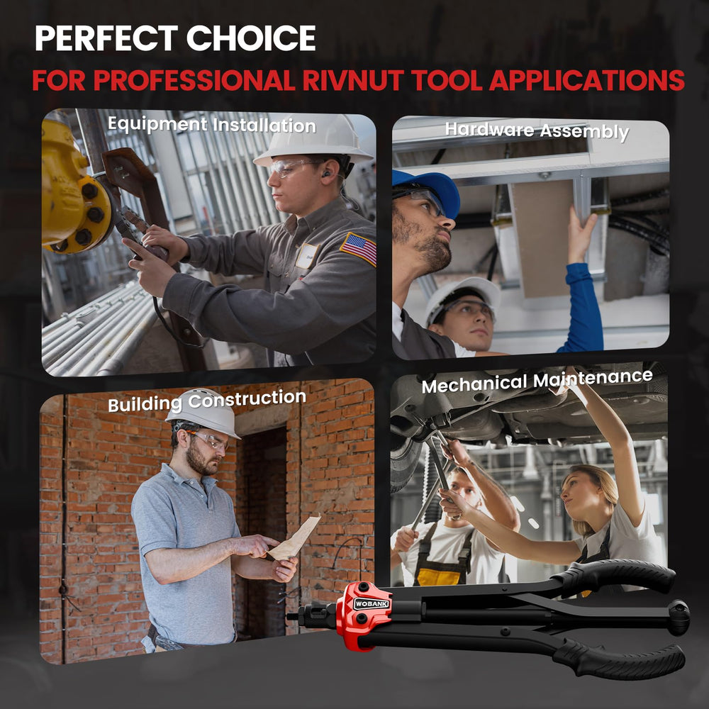 WOBANK tool installing a rivet nut into sheet metal for secure fastening