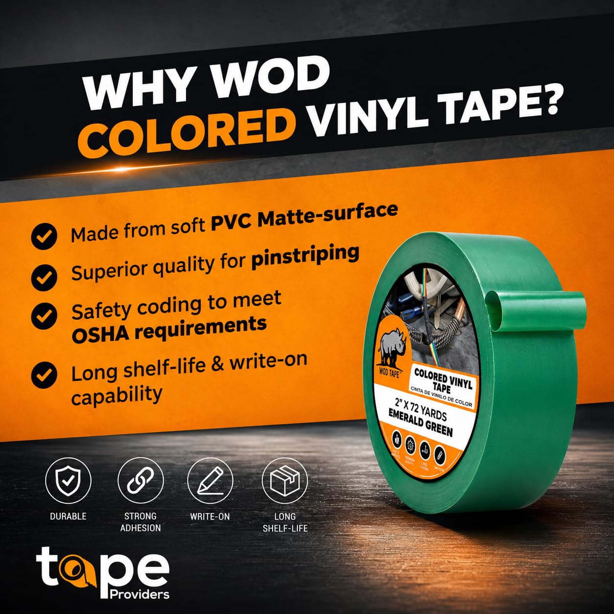 WOD Tape close-up of vinyl texture highlighting clean edges and adhesive